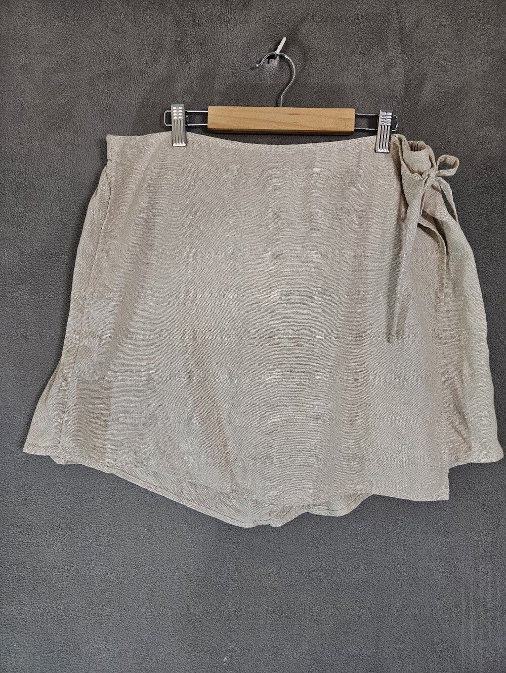 Old Navy Womens Large Midi Skort Linen Blend Beige Wrap Tie Minimalist NWT
